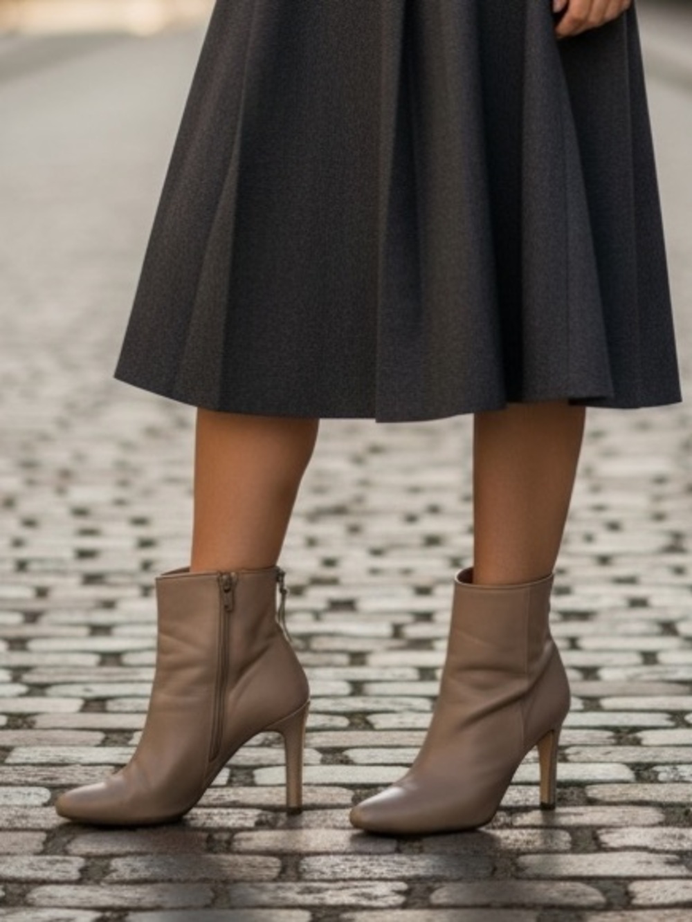 Miu Miu Taupe Leather Ankle Booties